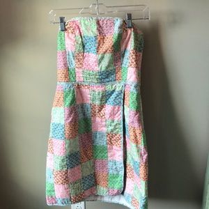 Vineyard Vines Strapless Patchwork Dress